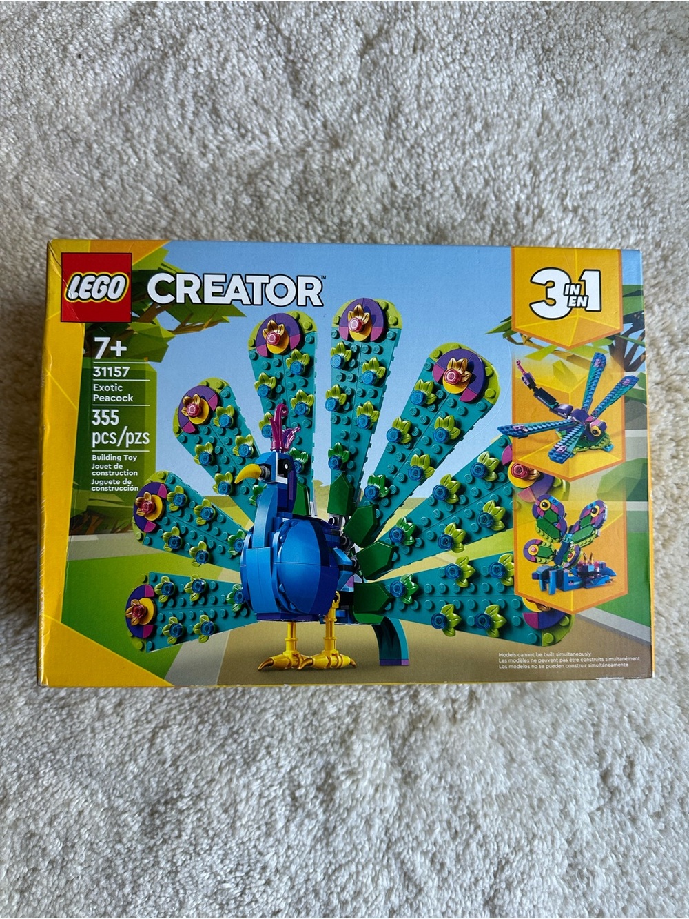 LEGO Creator 3 in 1 31157 Exotic Peacock Set 355 Pieces Sealed!